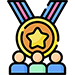 people with a giant medal